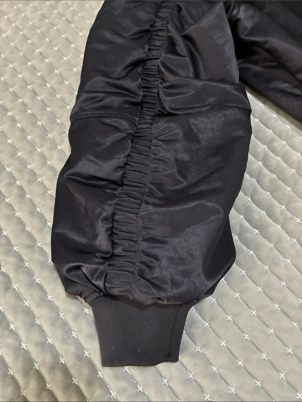 lululemon athletica Black ruched lightly insulated bomber Jacket